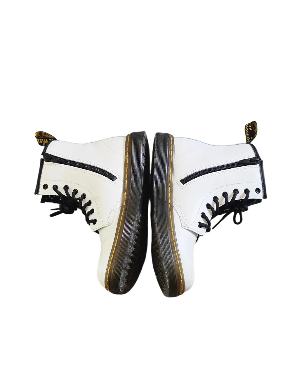 Dr Martens Youth Kids White Lace-Up Combat Boots Size 2